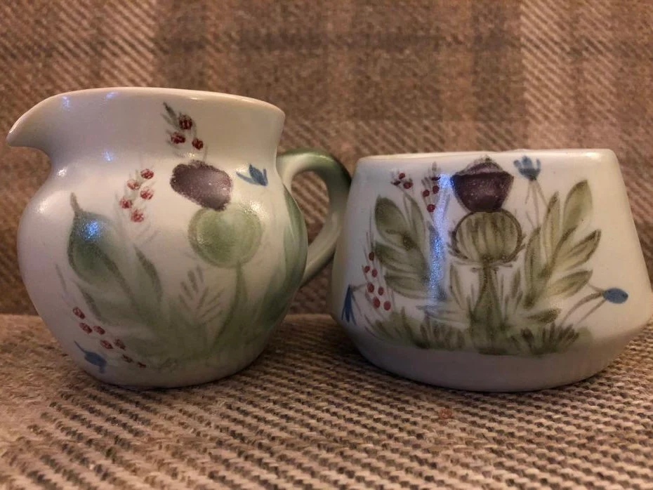 Buchan Thistleware jug and sugar bowl
